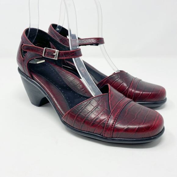 Dansko Red Leather Roxy Croc Embossed Mary Janes Size Women's Sz EU 36/US 6-6.5 - Picture 1 of 10